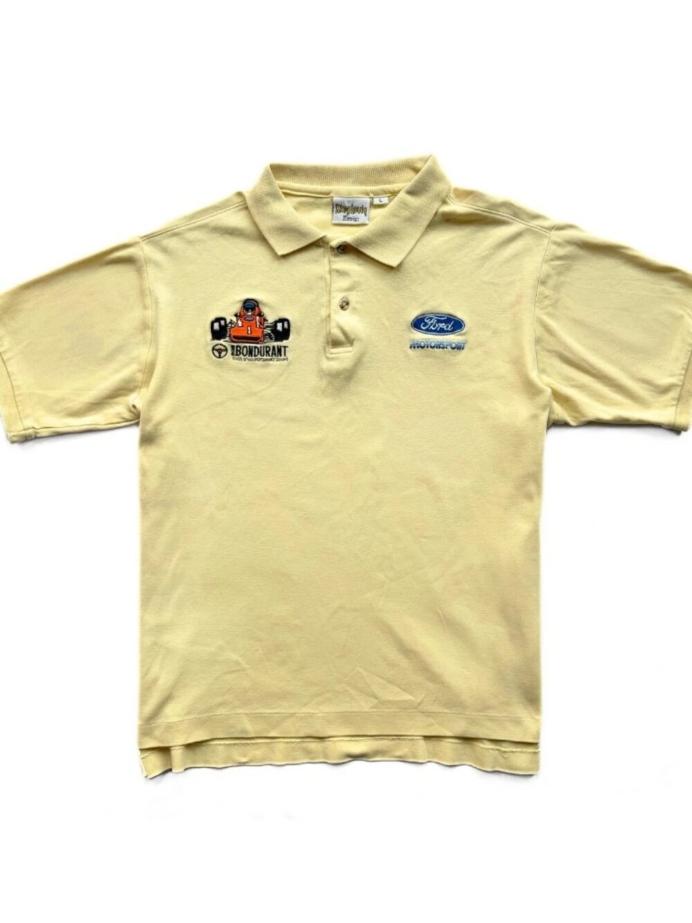 Ford Motorsport / Bob Bondurant Mens Polo Shirt Racing Driving School 80s Size L